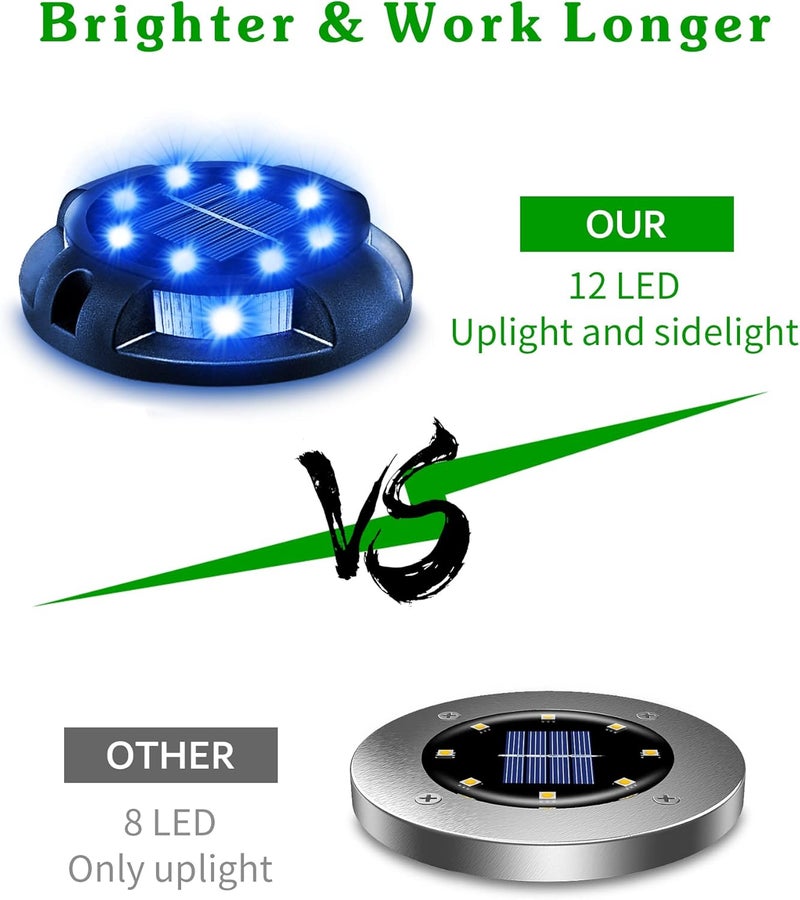Biling Solar Pathway Lights Outdoor Uplight Sidelight, 12 Packs Blue Bright Solar Ground Lights Waterproof for Yard Walkway Garden Halloween Decorations - Image 3
